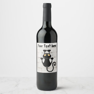 Cat Falldown lustige Zeichentrickfigur Weinetikett