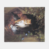 Cat Family and Ivy Leaf von Henriette Ronner Knip Fleecedecke (Vorderseite (Horizontal))