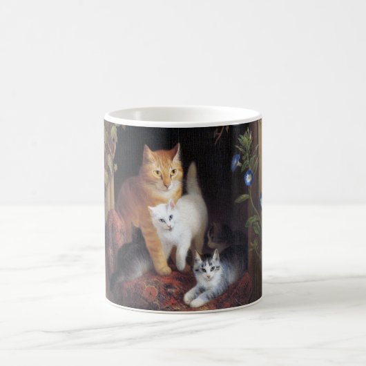Cat Family and Ivy Leaf von Henriette Ronner Knip Kaffeetasse (Mittel)
