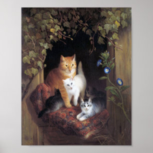 Cat Family and Ivy Leaf von Henriette Ronner Knip Poster