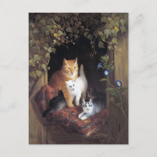 Cat Family and Ivy Leaf von Henriette Ronner Knip Postkarte