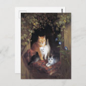 Cat Family and Ivy Leaf von Henriette Ronner Knip Postkarte (Vorne/Hinten)