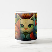 Cat Family Colorful Whimsical 4a Kaffeetasse (Mittel)