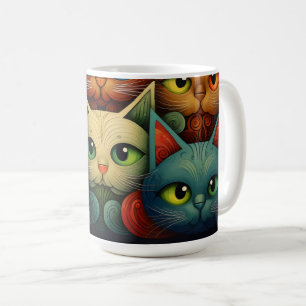 Cat Family Colorful Whimsical 4a Kaffeetasse