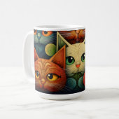 Cat Family Colorful Whimsical 4a Kaffeetasse (Vorderseite Links)