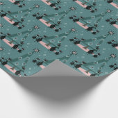 Cat Family Holiday on Blue Geschenkpapier (Ecke)