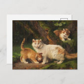 Cat Family Playing | Julius Adam the Younger Postkarte (Vorne/Hinten)
