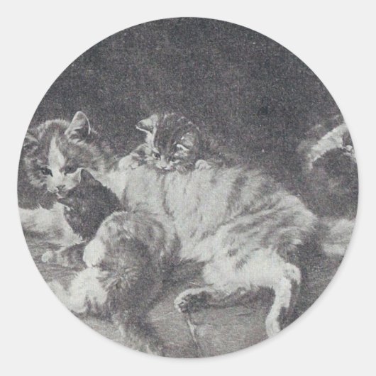 Cat Family Runder Aufkleber (Vorderseite)