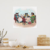 Cat Family setzt sich zum Frühstück ein Poster (Küche)