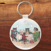 Cat Family setzt sich zum Frühstück ein Schlüsselanhänger (Vorderseite)