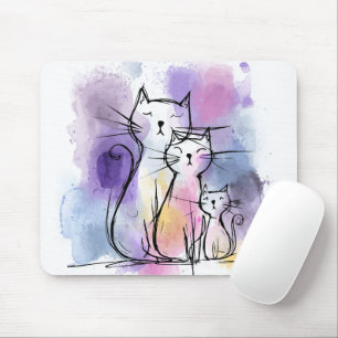 Cat Family Sketch Zuhause Office Mousepad Geschenk