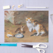 Cat Family von Alfred-Arthur Brunel de Neuville Seidenpapier (Handwerk)