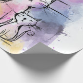 Cat Family Watercolor Kunstdruckpapier Geschenk Geschenkpapier (Ecke)
