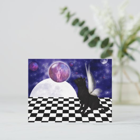 CAT Fantasy Postcard Postkarte (Stehend Vorderseite)