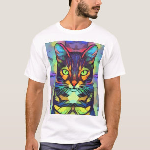 CAT-FARBEN KUNST ABSTRAKTE T - SHIRT