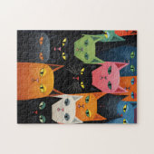 CAT FARBENFÄHIGE KATZEN ART JIGSAW PUZZLE (Horizontal)