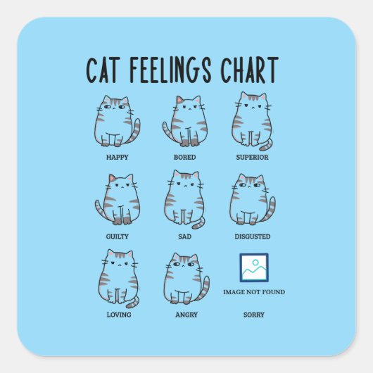 Cat Feelings Chart Quadratischer Aufkleber (Vorderseite)