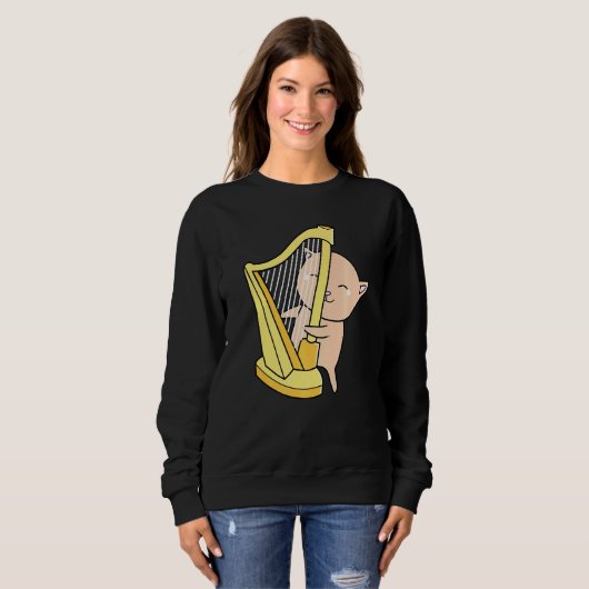 Cat Feline Meow Harp Orchestra Konzert Gig Rhythm Sweatshirt (Vorne ganz)