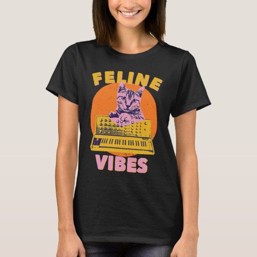 Cat Feline Vibes Cat Feeling Synth Synthesizer 9 T-Shirt (Vorderseite)