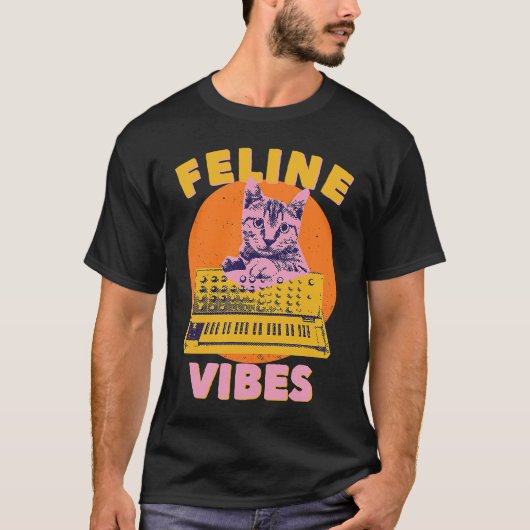 Cat  Feline Vibes  Cat Feeling Synth Synthesizer 9 T-Shirt (Vorderseite)