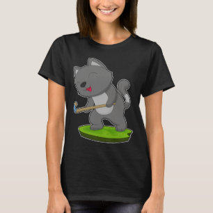 Cat Field Hockey Hockey-Stick T-Shirt