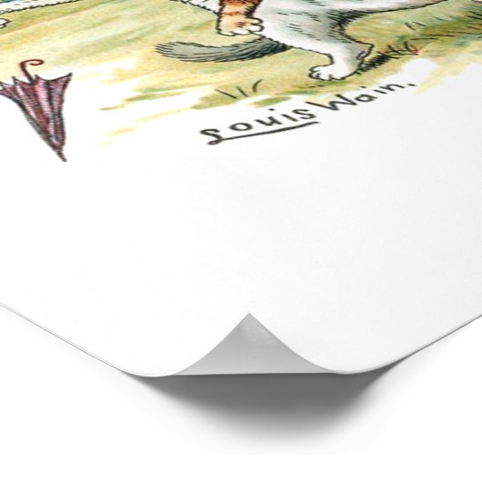 Cat Fight Louis Wain Poster (Ecke)