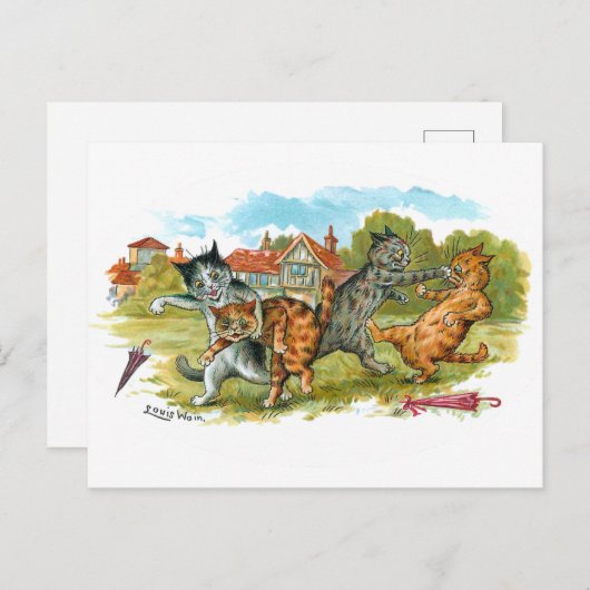 Cat Fight Louis Wain Postkarte (Vorne/Hinten)