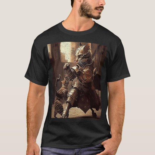 Cat Fighting Steampunk T-Shirt (Vorderseite)