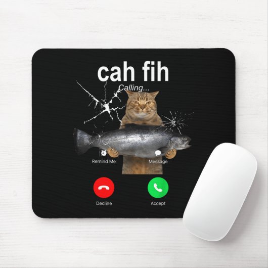 Cat Fih Calling Meme Funny Fish Cat Humor Gift Tee Mousepad (Mit Mouse)