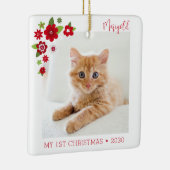 Cat First Christmas Foto Keramikornament (Rechts)