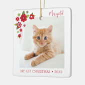 Cat First Christmas Foto Keramikornament (Links)