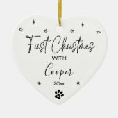 Cat First Christmas Individuelle Name & Foto Keramik Ornament (Vorne)