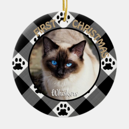 Cat First Christmas Keepake Keramik Ornament (Vorne)