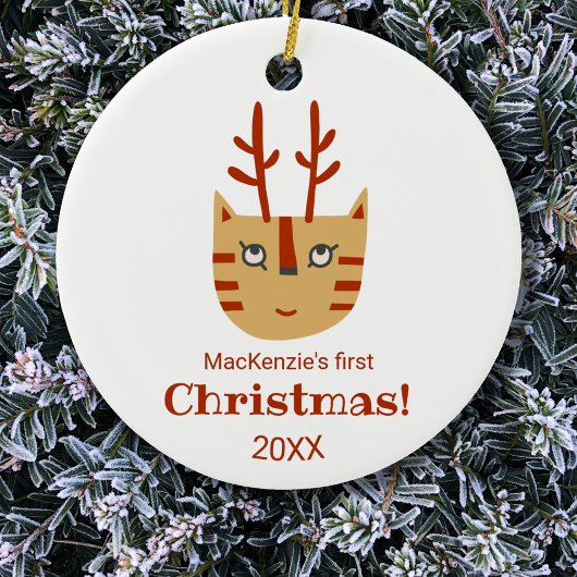 Cat First Christmas Keramik Ornament