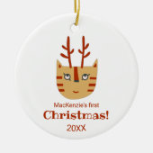Cat First Christmas Keramik Ornament (Vorne)