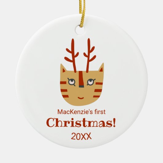 Cat First Christmas Keramik Ornament (Vorne)