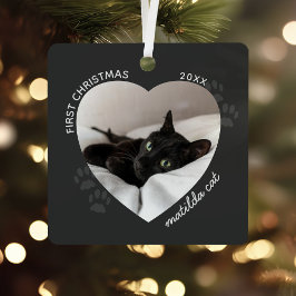 Cat First Christmas Pet Foto Ornament Aus Metall