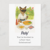 Cat Fish and Chips Party für Londoner Englisch Postkarte (Vorderseite)