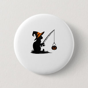 Cat Fishing Pumpkin Halloween Kostüm Cat Lover Button