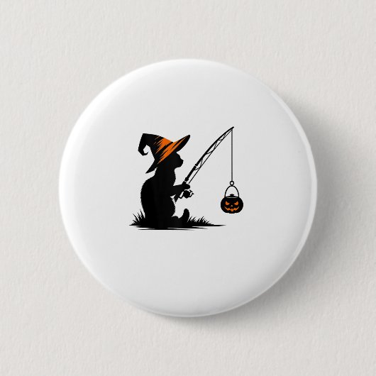 Cat Fishing Pumpkin Halloween Kostüm Cat Lover Button (Vorderseite)