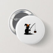 Cat Fishing Pumpkin Halloween Kostüm Cat Lover Button (Vorne & Hinten)