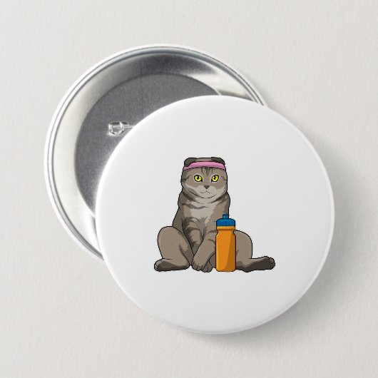 Cat Fitness Drinking Mug Button (Vorne & Hinten)