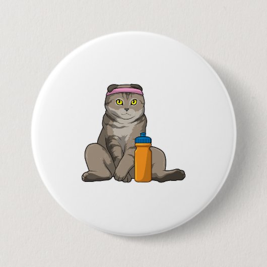 Cat Fitness Drinking Mug Button (Vorderseite)