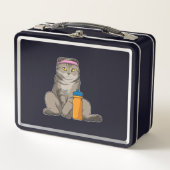 Cat Fitness Drinking Mug Metall Brotdose (Vorderseite)