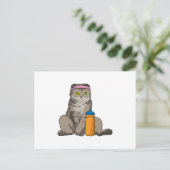 Cat Fitness Drinking Mug Postkarte (Stehend Vorderseite)
