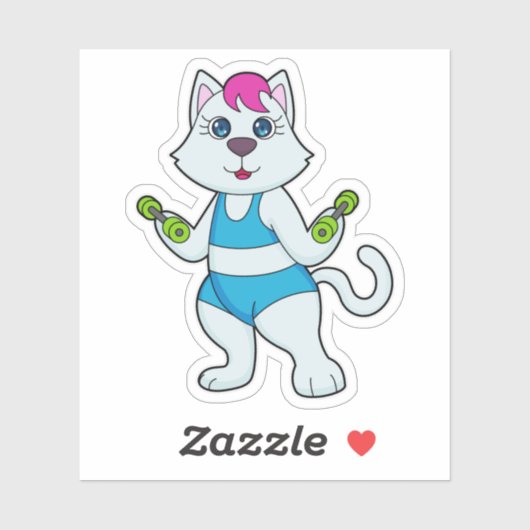 Cat Fitness Dumbell Aufkleber (Blatt)