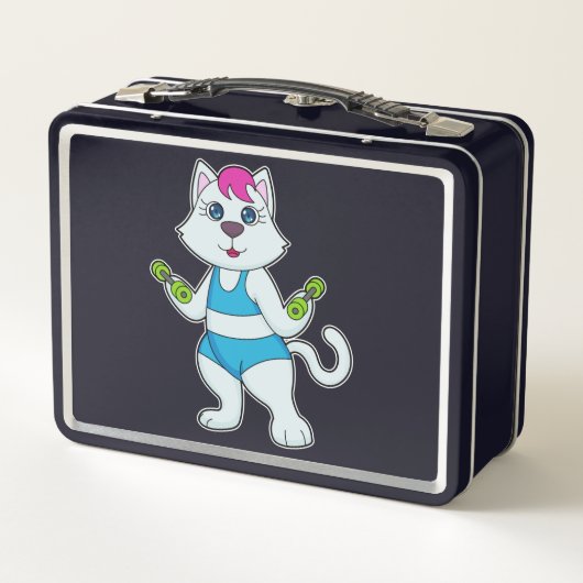 Cat Fitness Dumbell Metall Brotdose (Rückseite)