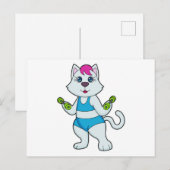 Cat Fitness Dumbell Postkarte (Vorne/Hinten)