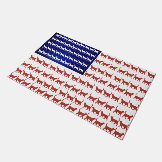 Cat Flag 4. Juli Patriotic American Kitty Fußmatte (Schrägansicht)