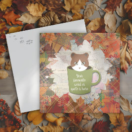 Cat Flat Holiday Card fallen Feiertagskarte